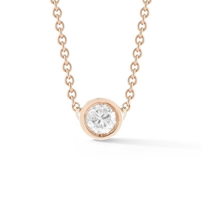 Simple 925 Sterling Silver Solitaire Diamond CZ Necklace em 7mm/10mm/15mm Tamanhos de pedra