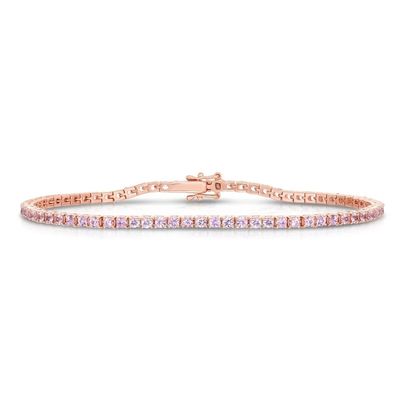 925 Sterling Silver Classic 2mm Rosa Rosa Pave Cubico Zircon Pulseira de tênis para menina