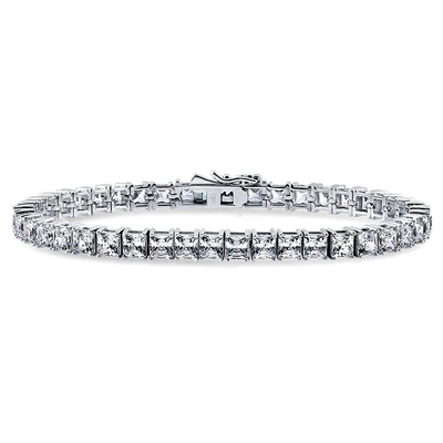 Unisex 18K de ouro feito à mão Hip Hop Quadrado corte de gelo Diamante CZ 925 Sterling Prata empilhamento pulseira de tênis