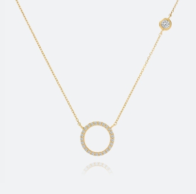 S925 Prata Revestida de Ouro Pendente CZ Colar para Mulheres 925 Prata Sterling