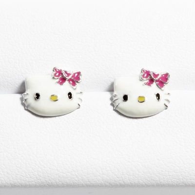 Colores de esmalte de brincos Hello Kitty com ouro preto e prata