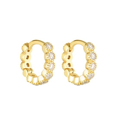 18K ouro Revestido Bebê Esmeralda CZ Huggie brincos para meninas Jóias diárias
