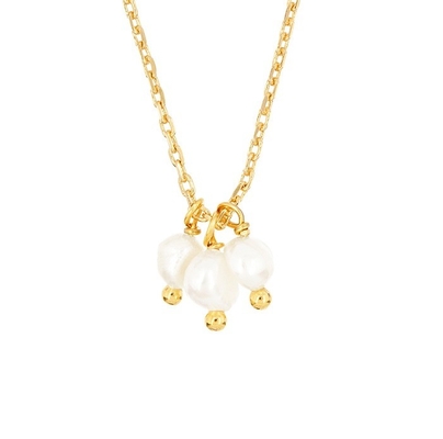 925 Sterling Silver Three Freshwater Pearls Charm Pendant Necklace para Mulheres 16&quot; 1&quot; 1