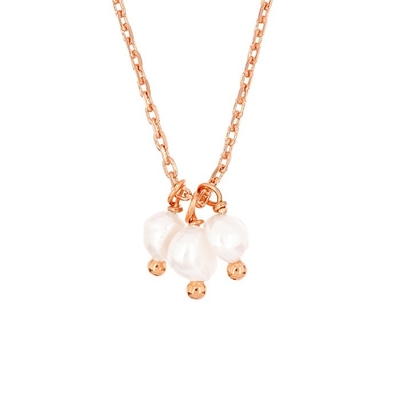 925 Sterling Silver Three Freshwater Pearls Charm Pendant Necklace para Mulheres 16&quot; 1&quot; 1