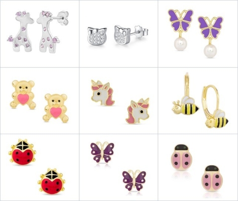 Carinhosos, da moda, rosas, flores, esmalte, alfinete, brincos, adorável, 925 de prata.