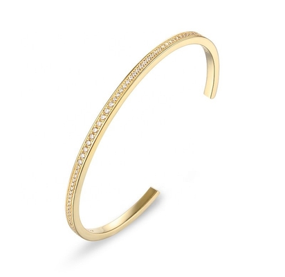 Mulheres bracelete ajustável com zircões de pavimentação 18K jóias douradas