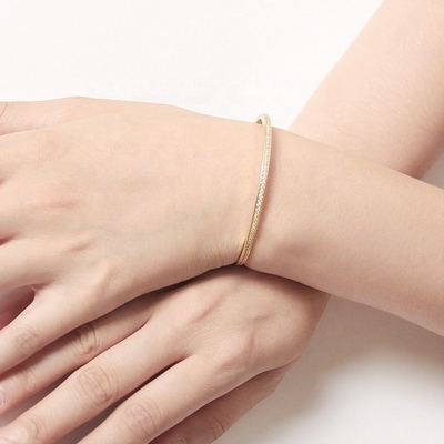 Mulheres bracelete ajustável com zircões de pavimentação 18K jóias douradas