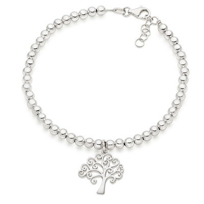 Bracelete de forma de coração e árvore charm com contas 925 de prata esterlina para pulseiras femininas