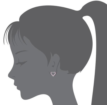Micro Insert Heart Pink Screw Back Earrings para crianças em 925 Sterling Silver