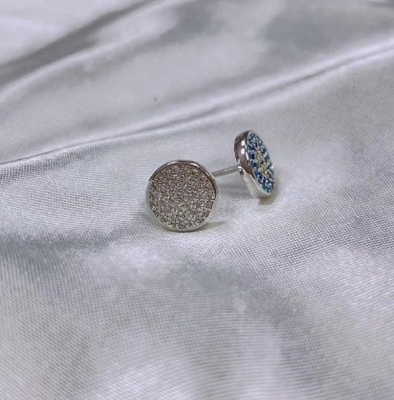 Círculo ZIRCON 18K Revestido de ouro feito à mão Micron Pave CZ Eye Turkiye Design Stud Brinco 925 Sterling Silver