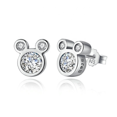 Avaliação por terceiros Certificado Crianças Jóias 925 Sterling Silver Mouse Earrings