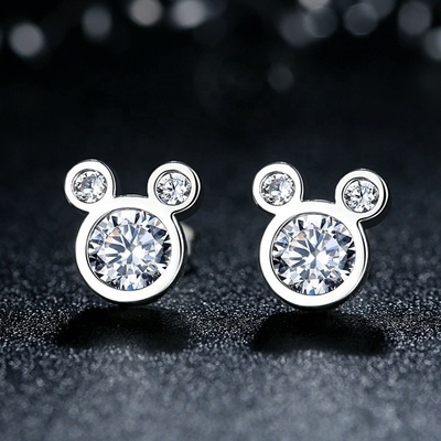 Avaliação por terceiros Certificado Crianças Jóias 925 Sterling Silver Mouse Earrings