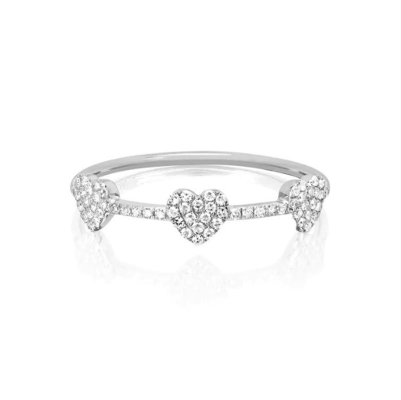 18K ouro revestido 925 Sterling Silver três Micro Pave coração anel para mulheres e elegante