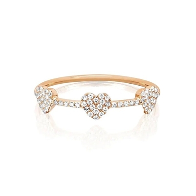 18K ouro revestido 925 Sterling Silver três Micro Pave coração anel para mulheres e elegante