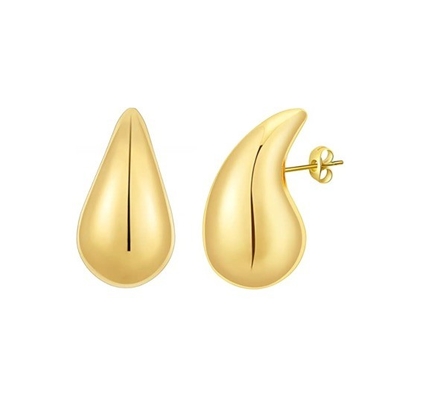Logotipo personalizado 18K ouro Revestido Teardrop Hollow Stud brincos para meninas festa de jóias