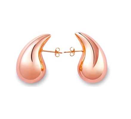 Logotipo personalizado 18K ouro Revestido Teardrop Hollow Stud brincos para meninas festa de jóias