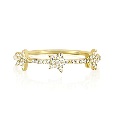 18K ouro revestido de prata CZ Star declaração anéis para mulheres Micro Pave Setting certificado