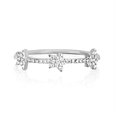 18K ouro revestido de prata CZ Star declaração anéis para mulheres Micro Pave Setting certificado