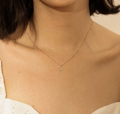Nickel Free 925 Sterling Silver Letter Um Colar De Encanto De Diamante Encanto Inicial Popular