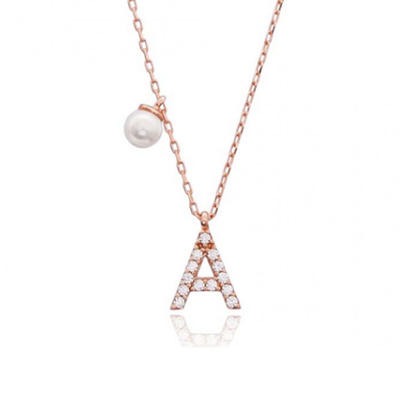 Nickel Free 925 Sterling Silver Letter Um Colar De Encanto De Diamante Encanto Inicial Popular