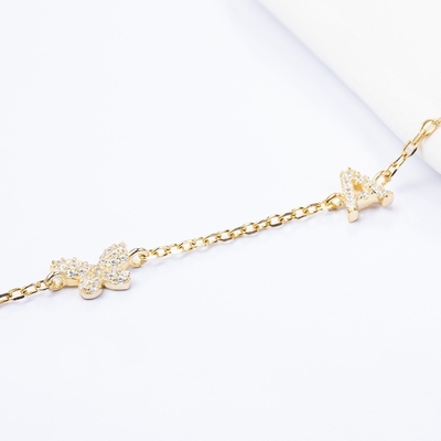 Colarinho Mini 18K Ouro Branco Micron Pave CZ Butterfly 925 Sterling Silver Pendant