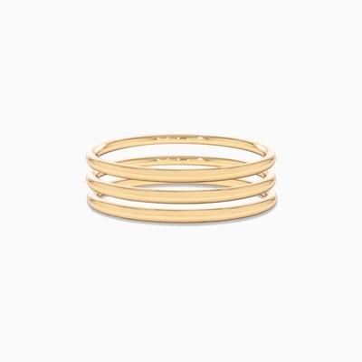 18K ouro revestido 2mm empilhamento Anéis finos de aço inoxidável conjuntos