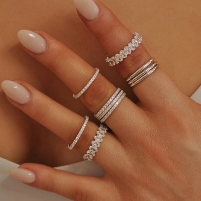 Anel de Eternidade para Mulheres 925 Sterling Silver Set
