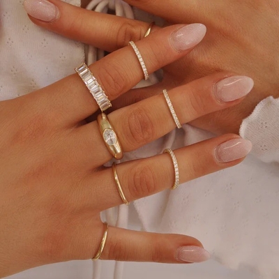 Anel de Eternidade para Mulheres 925 Sterling Silver Set