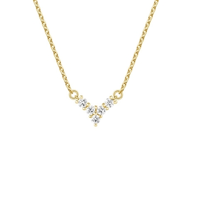 18K ouro revestido V forma de jóias para mulheres 925 Sterling Silver Necklace