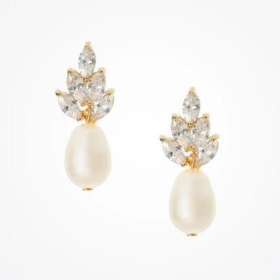 18K ouro revestido de folha bridal brincos brancos pérolas folhas brincos casamento