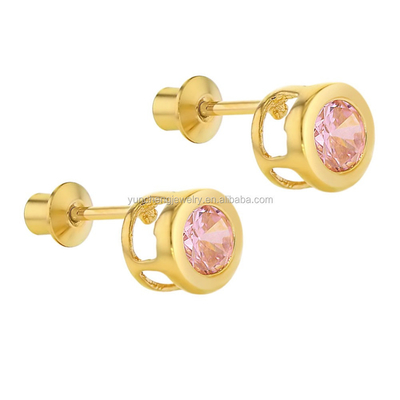 Brinquedos feitos à mão de 4 mm CZ Placado em ouro para bebês e crianças 925 jóias de prata