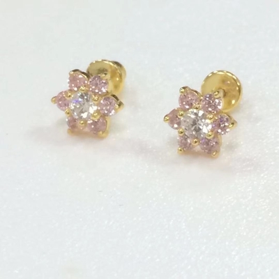 Flor Ametista CZ Pedra de nascimento Meninas 925 Sterling Prata parafusos para trás brincos