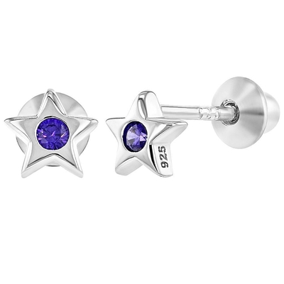 Outra ocasião Estrelazinha Rosa Cubico Zircão Meninas Bebê Vira de Volta Stud 925 Brilhantes de Prata Sterling