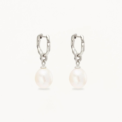 925 Silver Huggie Pearl Drop Earrings ZIRCON Huggie Earrings com Pearl Drop