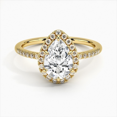 Anéis de noivado 925 Sterling Silver Halo Branco Revestidos em Ouro