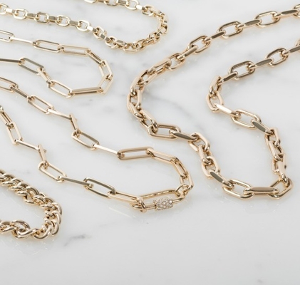 18K ouro revestido grande papel clip 925 Sterling Silver Oval Chain Necklace com OEM