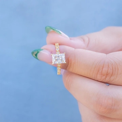 Anel de noivado de pedra cortada estilo vintage para mulheres