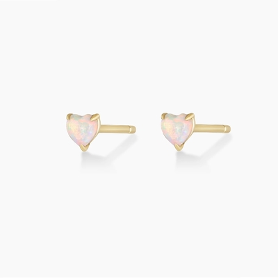 Prong Setting Opal Heart Stud Earrings 925 Sterling Silver Dainty 18K Revestido de Ouro