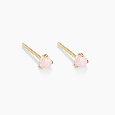 Prong Setting Opal Heart Stud Earrings 925 Sterling Silver Dainty 18K Revestido de Ouro