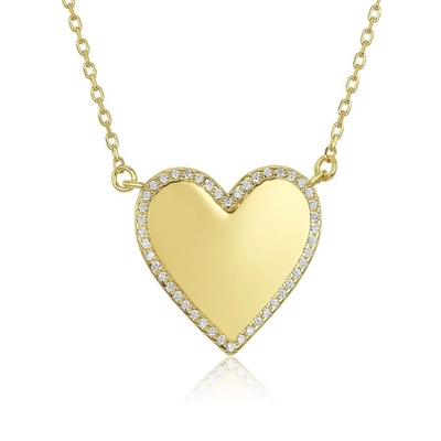 Colarinho de Coração CZ Branco 16" Colarinho de Coração de Amor Personalizado