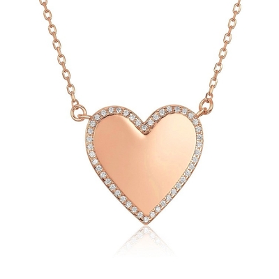 Colarinho de Coração CZ Branco 16" Colarinho de Coração de Amor Personalizado