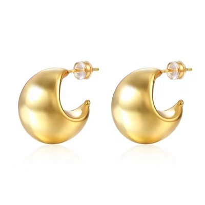 Brincos de moda banhados a ouro 18K com argola oca grossa e fashion