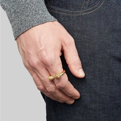 Anel de cabeça de leão masculino ajustável 18K ouro tamanho 5 - tamanho 10 Anel de leão de latão