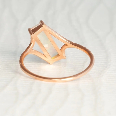 Baguette Cut Opal Snow Track Ring Tamanho 4-Tamanho 10 925 Anel de Prata Esterlina