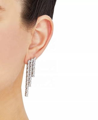 Oval Tenis Branco cúbico Zircônio Brincos para Mulheres Joias de luxo