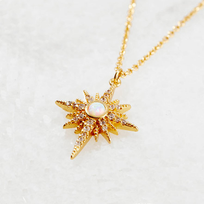 Opal ouro Revestido Starburst Pendente Necklace 925 Starburst Necklace Prata