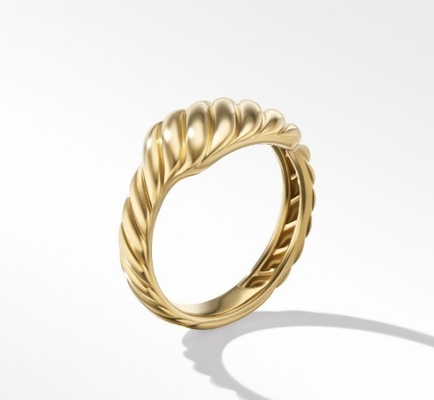 Logotipo personalizado Revestido de ouro David Cable Wave Anéis de aço inoxidável masculino