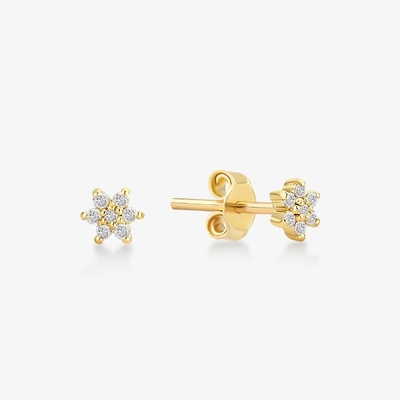 925 Sterling Silver Artificial 18K Placado em Ouro Simplesmente Branco CZ Flores