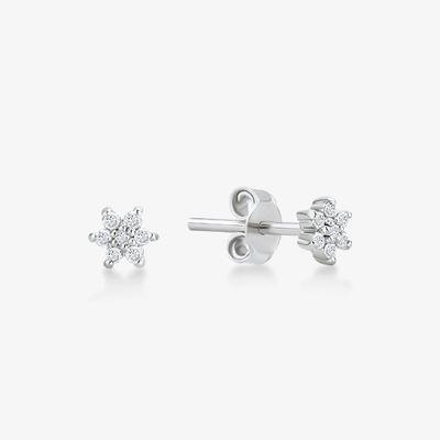 925 Sterling Silver Artificial 18K Placado em Ouro Simplesmente Branco CZ Flores