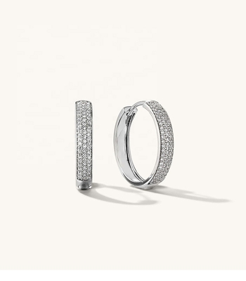 18K de ouro Revestido Micron Pave Huggies 925 Sterling Silver Feminino brincos